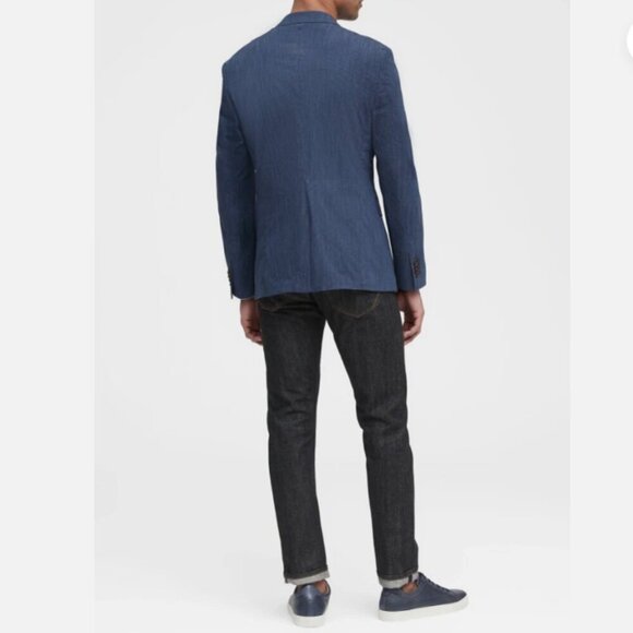 Banana Republic Men's Slim Fit Navy Blue Stripe Blazer Lined Size 38S NEW RT$200 - Picture 5 of 16
